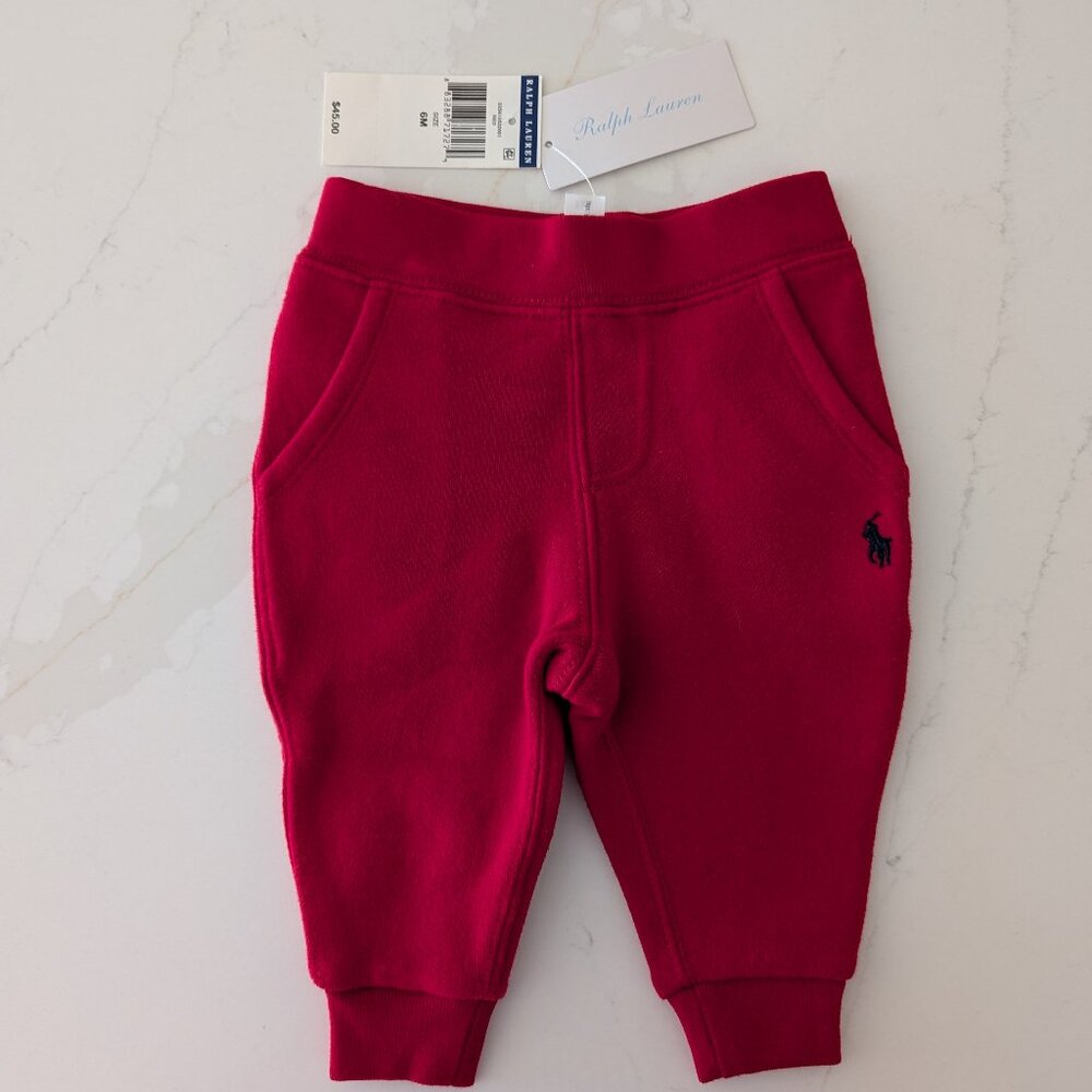 Ralph Lauren Baby Boys Red Cotton Fleece Jogger Pant 6M NWT